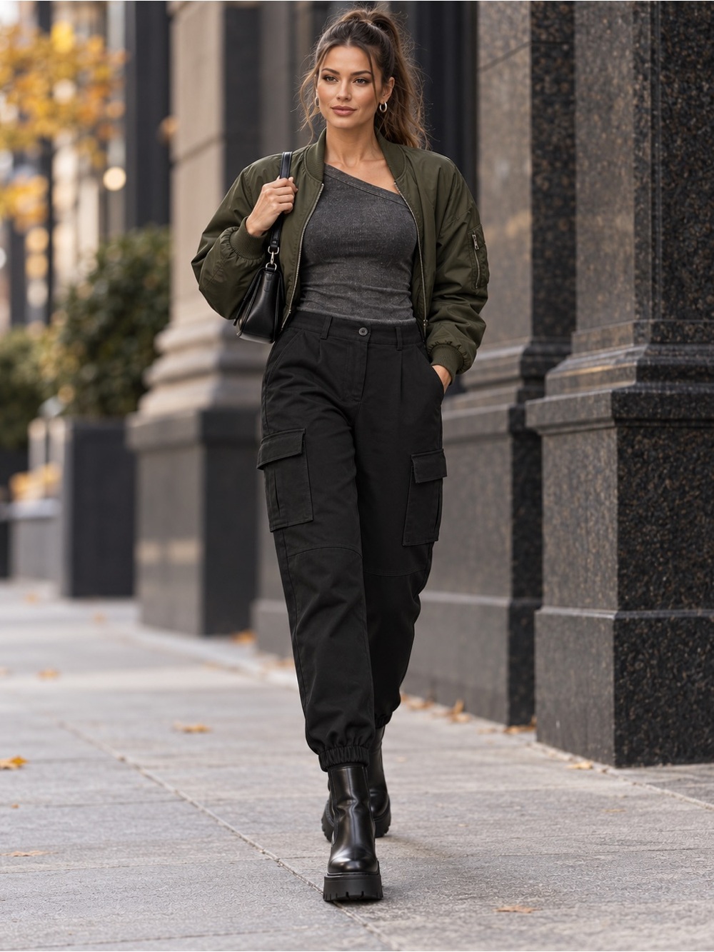 Women’s Black Cargo Jogger Pants - Stylish Everyday Utility